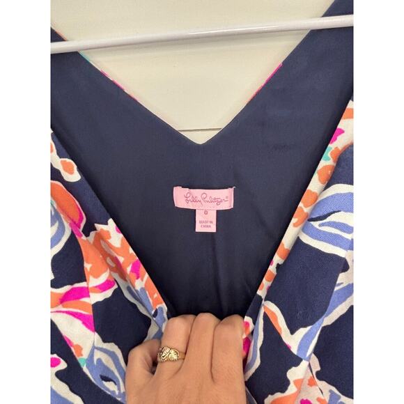 Lily Pulitzer Floral Fit and Flare Dress Sleeveless V-Neck Party Cocktail Dress - Picture 6 of 11